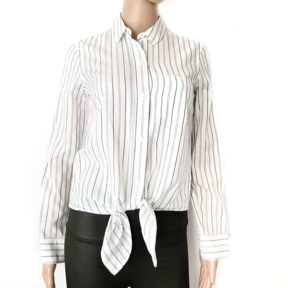 Madewell | Tie Front Rolled Sleeve Darcy Stripe Office Interview - Picture 2 of 5